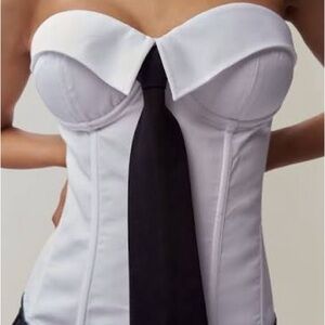 Danielle Guizio White and Black Corset Top